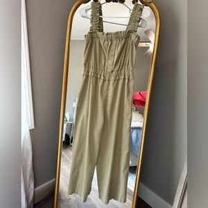 Blu Pepper Sage Green Ruffled Jumpsuit